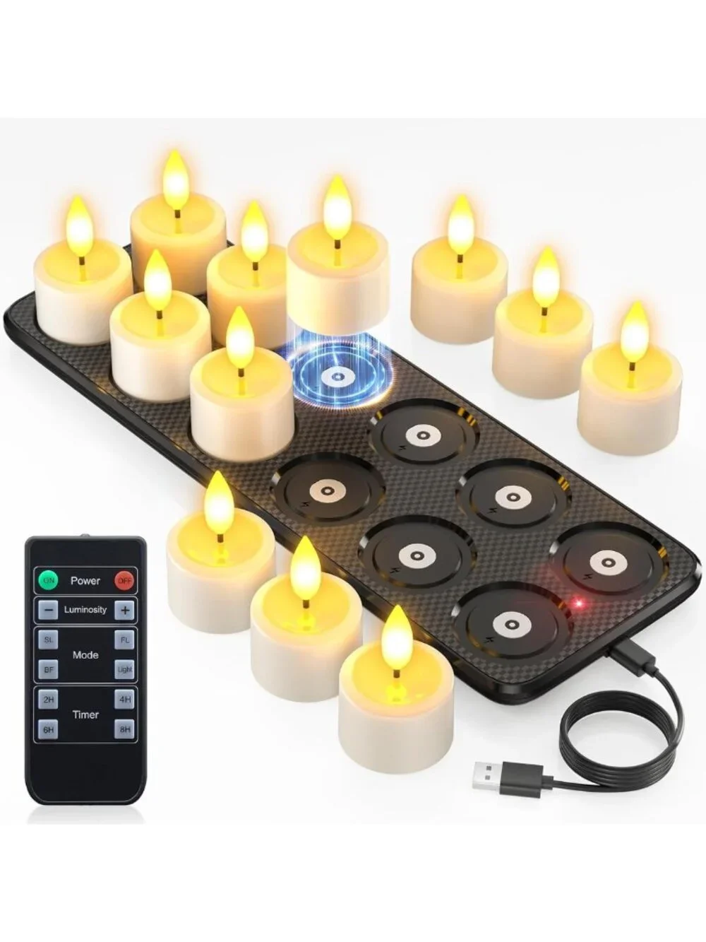 Rechargeable Waterproof Tea Light Candles with Remote & Timer - Perfect for